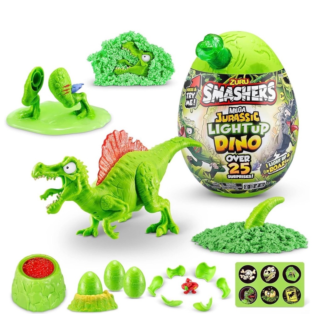Zuru Smashers Mega Jurassic Lightup Dino Spinosaurus Over 25 Surprises Green Toy